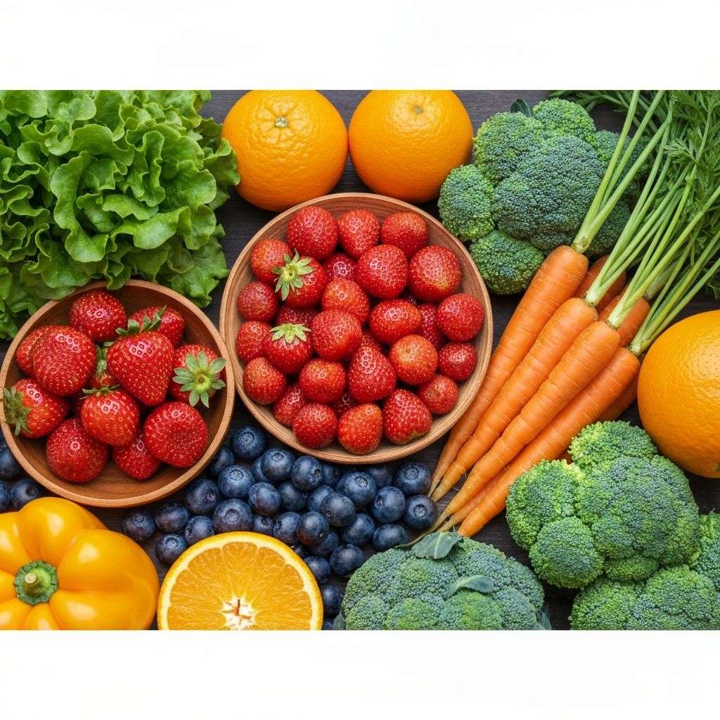 Colorful selection of healthy foods